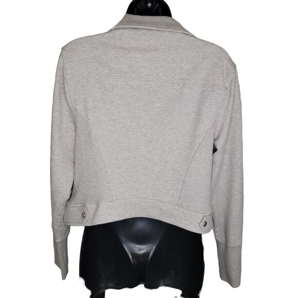 H by Halston crop moto gray jacket size 12 - Picture 2 of 9
